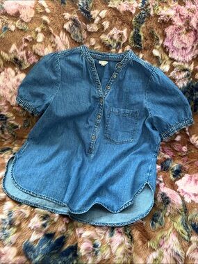 Anthropologie Pilcro Blue Denim Short Sleeve Pullover Top - Size XL